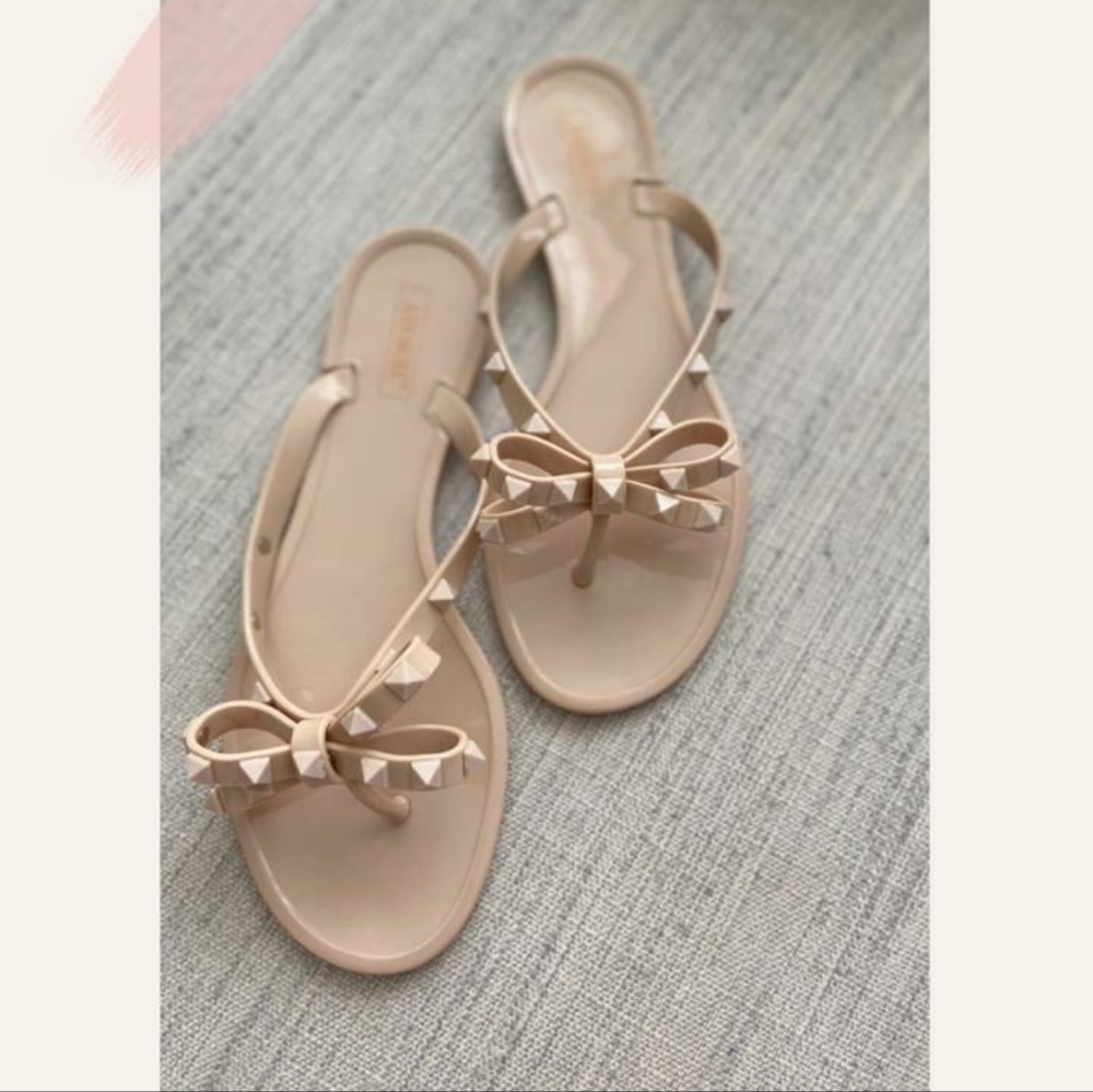 COPY - Ann More Barcelona Jelly Nude Rockstud Flat Sandals 10
